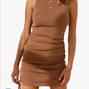 Brown Bodycon Casual Mini Dress